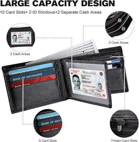 Stylish Men's Wallet, Genuine Leather Bifold Wallet with RFID Blocking Technology Individual Coin Pocket A wallet Essential For Business, Leisure, And Travel in Saudi Arabia