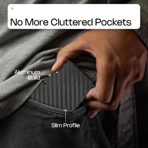 Carbon Fiber AirTag Wallet - Slim Minimalist Card Holder for Men - Lightweight Rigid Front Pocket Case Compatible with Apple AirTag - Black in Saudi Arabia