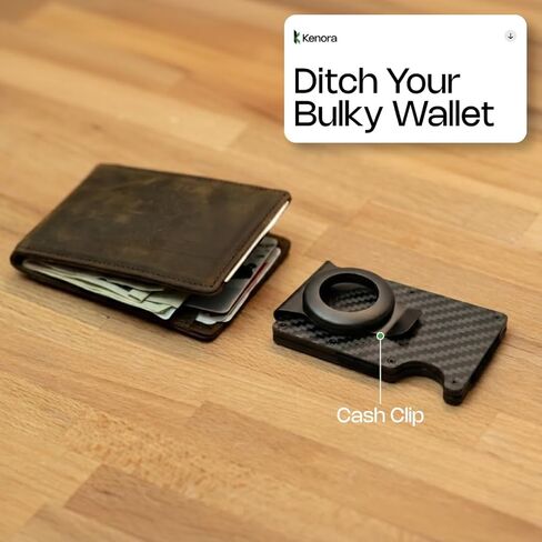 Carbon Fiber AirTag Wallet - Slim Minimalist Card Holder for Men - Lightweight Rigid Front Pocket Case Compatible with Apple AirTag - Black in Saudi Arabia