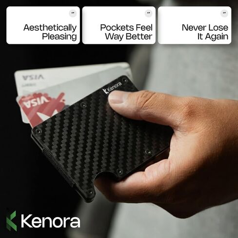 Carbon Fiber AirTag Wallet - Slim Minimalist Card Holder for Men - Lightweight Rigid Front Pocket Case Compatible with Apple AirTag - Black in Saudi Arabia