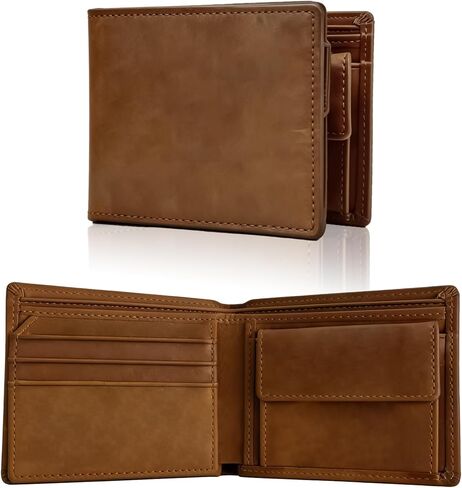 Stylish Men's Wallet, Genuine Leather Bifold Wallet with RFID Blocking Technology Individual Coin Pocket A wallet Essential For Business, Leisure, And Travel in Saudi Arabia