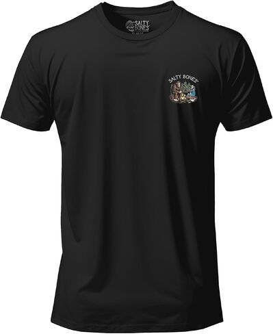 Salty Bones If They Ask You Never Saw Me Bigfoot Outdoor Camping Graphic T-Shirt, 100% Ringspun Cotton, Printed in USA in Saudi Arabia