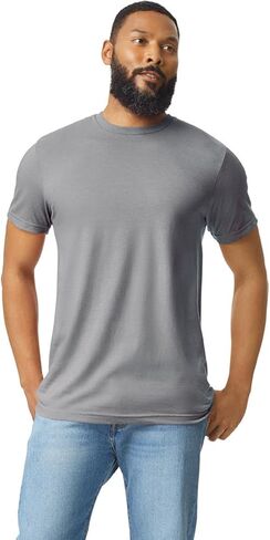 Apparel Globe Adult Softstyle CVC T-Shirt Cotton Polyester Blend Modern Fit Smooth Surface Durable Tear-Away Label Tshirt in Saudi Arabia