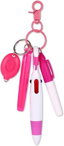 5 Pcs Pink Nurse Pen Set, LED Keychain Flashlight Mini Highlighter Marker Colored Ballpoint Pen & Keychain Badge Reel Accessories for Nurse Supplies Gifts in Saudi Arabia