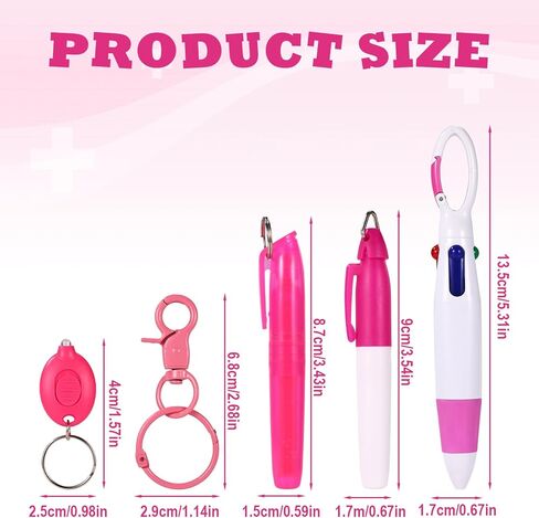 5 Pcs Pink Nurse Pen Set, LED Keychain Flashlight Mini Highlighter Marker Colored Ballpoint Pen & Keychain Badge Reel Accessories for Nurse Supplies Gifts in Saudi Arabia