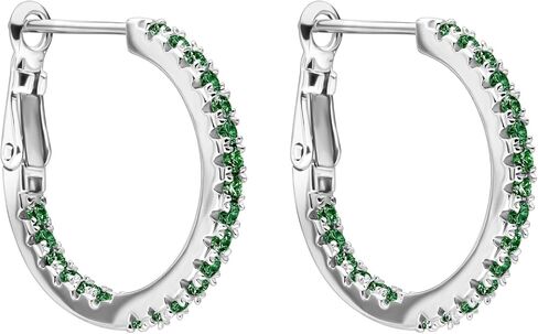EcoGems 14K/18K Gold Plated Silver Hoop Earrings – Lab Grown Diamond, Moissanite, Sapphire & Emerald – Yellow or White Gold – Elegant Fine Jewelry Gift Box Included in Kuwait