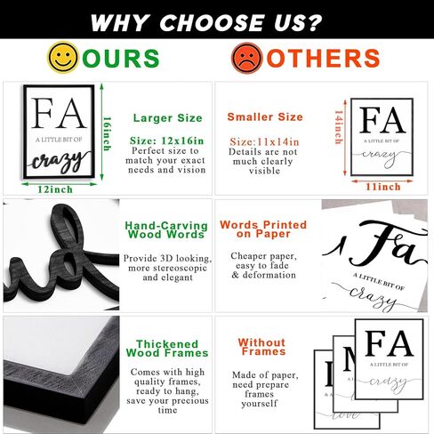 ديكور جدار عائلي خشبي ثلاثي الأبعاد، لوحة فنية جدارية مؤطرة مقاس 91.44 سم × 40.64 سم، صور ثلاثية الأبعاد لغرفة المعيشة (جاهزة للتعليق، 30.48 × 40.64 سم، مجموعة من 3 قطع، مؤطرة) in Kuwait