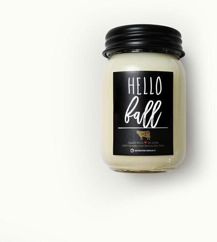 شركة ميلك هاوس كاندل كومباني هالو فارم شمعة الصويا - التفاح الذهبي | قرع متبل | بيور فانيليا - برطمان ماسون بغطاء سعة 13 أونصة، وقت احتراق يزيد عن 70 ساعة، صنع في الولايات المتحدة الأمريكية in Kuwait