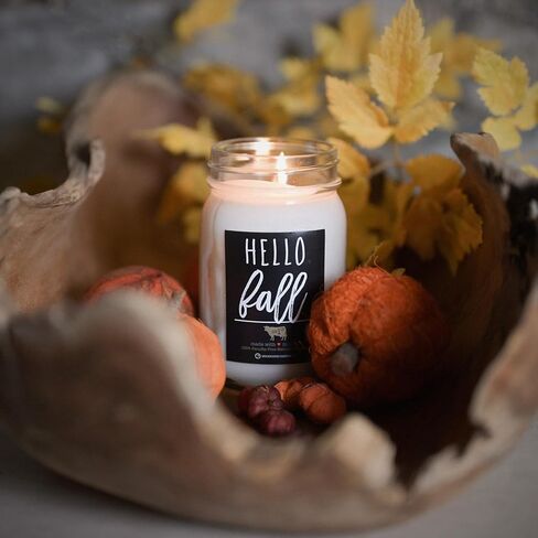 شركة ميلك هاوس كاندل كومباني هالو فارم شمعة الصويا - التفاح الذهبي | قرع متبل | بيور فانيليا - برطمان ماسون بغطاء سعة 13 أونصة، وقت احتراق يزيد عن 70 ساعة، صنع في الولايات المتحدة الأمريكية in Kuwait