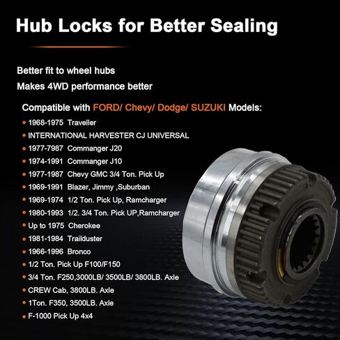 2 Piece Free Wheel Locking Hub for Ford Bronco Pickup Suburban Blazer Jimmy Chevy Dodge Replacement# B027HP AVM418HP in Kuwait