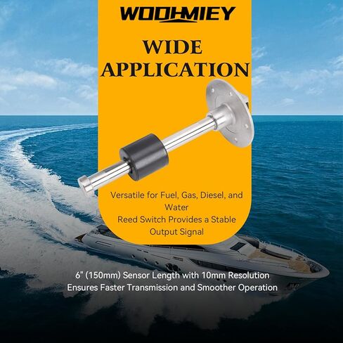 Fuel/Water Level Gauge & Sender Unit, 240-33 Ohm Marine Grade Stainless Steel Sensor with Adjustable Backlight, IP67 for Boat, RV, Truck, Yacht (Fuel Gauge Kit, 6" / 150MM) in Kuwait