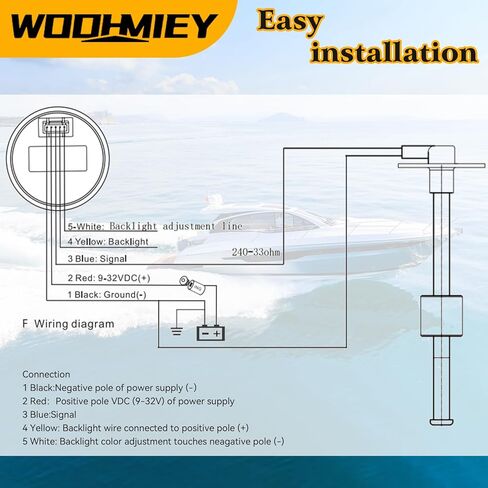 Fuel/Water Level Gauge & Sender Unit, 240-33 Ohm Marine Grade Stainless Steel Sensor with Adjustable Backlight, IP67 for Boat, RV, Truck, Yacht (Fuel Gauge Kit, 6" / 150MM) in Kuwait