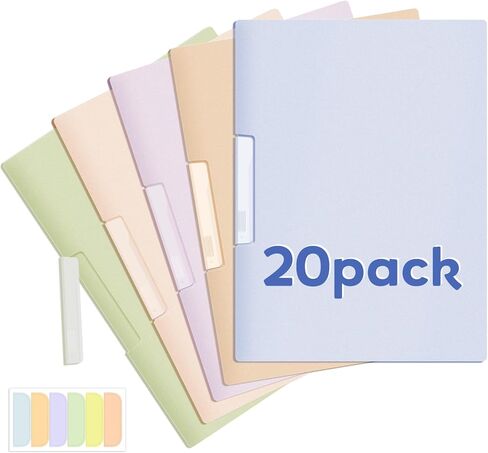 20 حزمة من أغلفة التقارير مع مشبك وملصق، مجلد ملفات بحجم 9 × 12 مقاس A4 وLetter مع مشبك، مجلدات عرض بسعة 50 ورقة لطلاب المدارس، نشاط التلاوة، ألوان موراندي in Kuwait