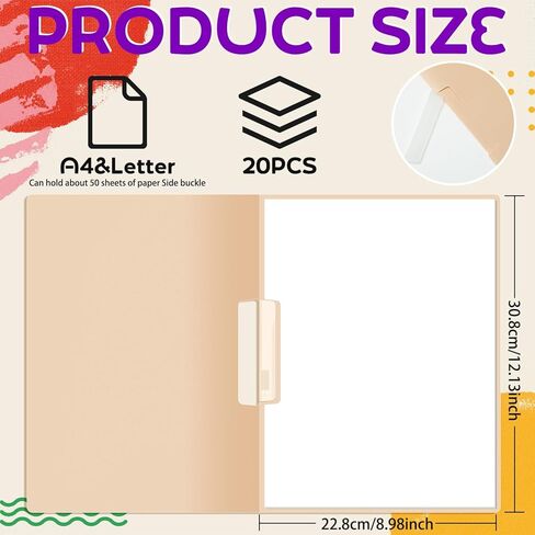 20 حزمة من أغلفة التقارير مع مشبك وملصق، مجلد ملفات بحجم 9 × 12 مقاس A4 وLetter مع مشبك، مجلدات عرض بسعة 50 ورقة لطلاب المدارس، نشاط التلاوة، ألوان موراندي in Kuwait
