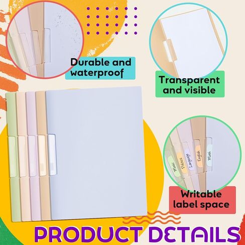 20 حزمة من أغلفة التقارير مع مشبك وملصق، مجلد ملفات بحجم 9 × 12 مقاس A4 وLetter مع مشبك، مجلدات عرض بسعة 50 ورقة لطلاب المدارس، نشاط التلاوة، ألوان موراندي in Kuwait