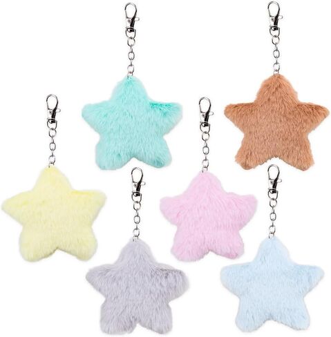 KOOBOOK 6Pcs Kawaii Star Keychain Cute Five-Pointed Star Charm Keyring for Purses Backpacks and Handbags in Saudi Arabia
