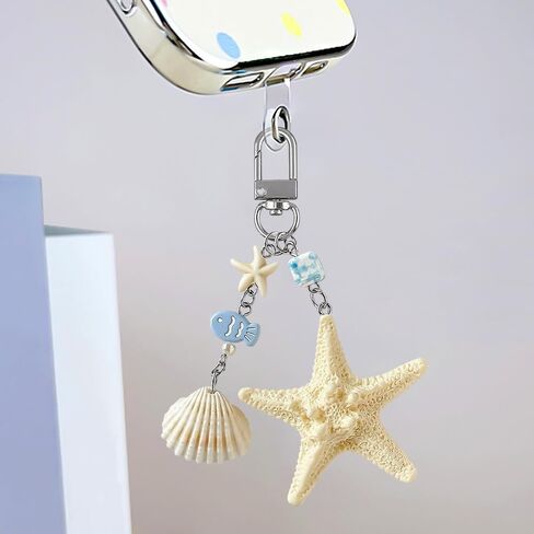 Ocean Starfish Seashell Blue Fish Keychain Cute Summer Beach Keychains Sea Shell Bag Charm for Women Beachy Coastal Purse Charms for Handbags Tote Bags Car Key Keychain Accessories Tropical Key Chain in Kuwait