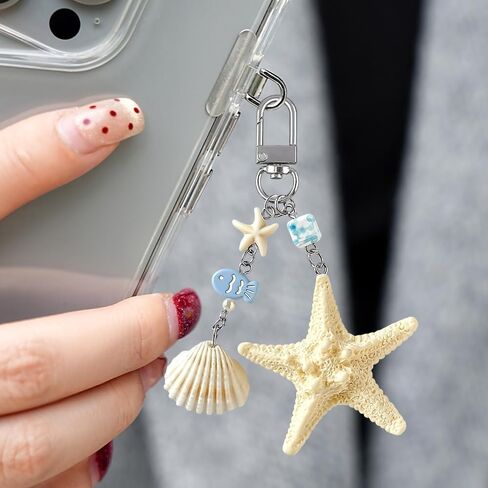 Ocean Starfish Seashell Blue Fish Keychain Cute Summer Beach Keychains Sea Shell Bag Charm for Women Beachy Coastal Purse Charms for Handbags Tote Bags Car Key Keychain Accessories Tropical Key Chain in Kuwait