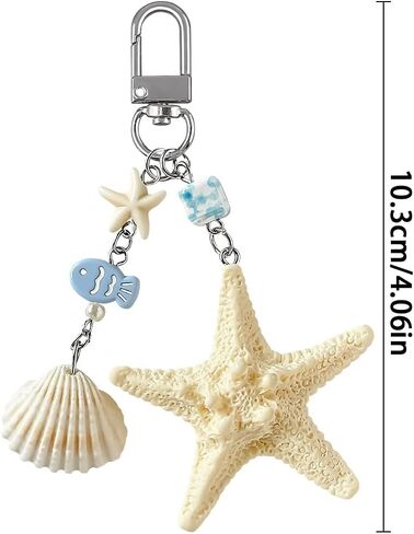 Ocean Starfish Seashell Blue Fish Keychain Cute Summer Beach Keychains Sea Shell Bag Charm for Women Beachy Coastal Purse Charms for Handbags Tote Bags Car Key Keychain Accessories Tropical Key Chain in Kuwait