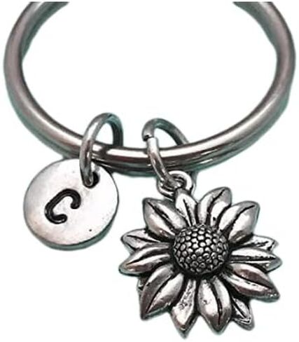 Sunflower keychain, sunflower charm, flower, personalized, initial, customized, monogram in Kuwait
