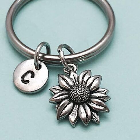 Sunflower keychain, sunflower charm, flower, personalized, initial, customized, monogram in Kuwait