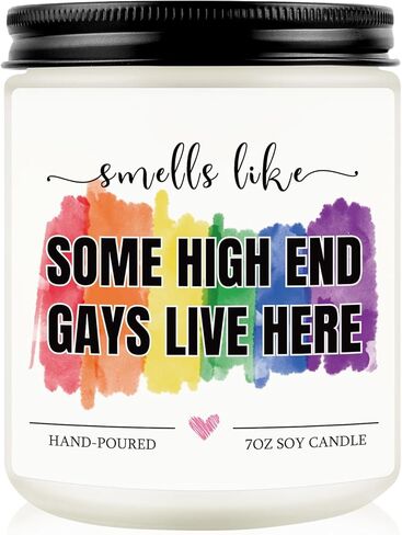 Funny Gifts for Gay Men, Pride Gifts for Friends LGBTQ Queer Boyfriend Husband, Housewarming Anniversary Birthday Valentines Day Gift for Gay Couple Lavender Scented Rainbow Candle in Kuwait