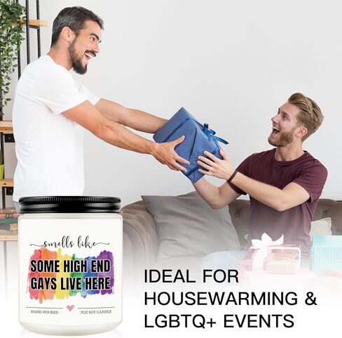 Funny Gifts for Gay Men, Pride Gifts for Friends LGBTQ Queer Boyfriend Husband, Housewarming Anniversary Birthday Valentines Day Gift for Gay Couple Lavender Scented Rainbow Candle in Kuwait