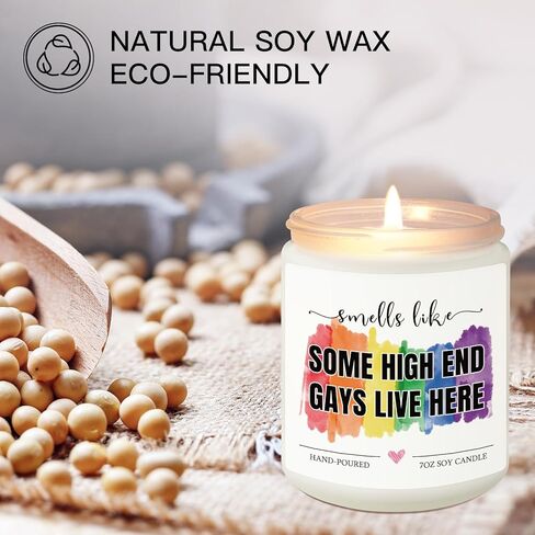 Funny Gifts for Gay Men, Pride Gifts for Friends LGBTQ Queer Boyfriend Husband, Housewarming Anniversary Birthday Valentines Day Gift for Gay Couple Lavender Scented Rainbow Candle in Kuwait