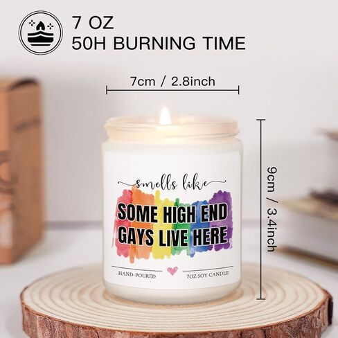Funny Gifts for Gay Men, Pride Gifts for Friends LGBTQ Queer Boyfriend Husband, Housewarming Anniversary Birthday Valentines Day Gift for Gay Couple Lavender Scented Rainbow Candle in Kuwait