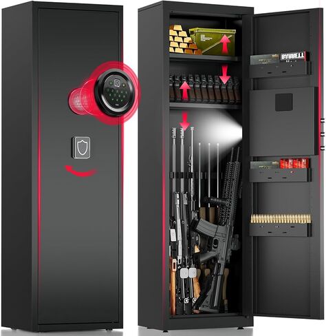 5-8 Rifle Gun Safe, Gun Cabinet for Home Rifle and Pistols with Upgraded Digital Keypad and LED Light, Quick Access Firearm Safes & Cabinets with Removable Shelf and Racks in Saudi Arabia