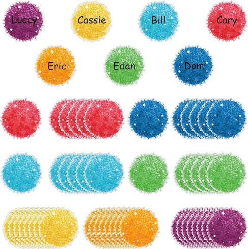 56 Pcs Pompoms Classroom Accents Pompoms Cutouts Multicolor Round Classroom Cutouts Colored Bulletin Board Accents with 80 Glue Points for School Baby Nursery Calendar Wall Decoration in Saudi Arabia