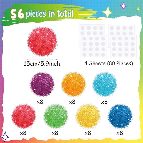 56 Pcs Pompoms Classroom Accents Pompoms Cutouts Multicolor Round Classroom Cutouts Colored Bulletin Board Accents with 80 Glue Points for School Baby Nursery Calendar Wall Decoration in Saudi Arabia