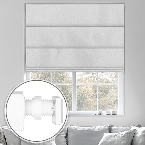 لا توجد أدوات ولا يوجد مثقاب، ظلال رومانية للتعتيم اللاسلكي، تعتيم الغرفة. ستائر دوارة للنوافذ، ستائر قابلة للطي لنوافذ غرفة النوم، غرفة المعيشة. بلاك أوت رمادي أبيض، 38 بوصة عرض × 56 بوصة ارتفاع... in Kuwait
