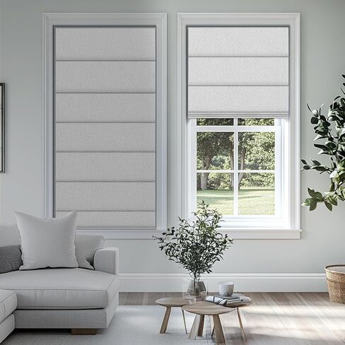 لا توجد أدوات ولا يوجد مثقاب، ظلال رومانية للتعتيم اللاسلكي، تعتيم الغرفة. ستائر دوارة للنوافذ، ستائر قابلة للطي لنوافذ غرفة النوم، غرفة المعيشة. بلاك أوت رمادي أبيض، 38 بوصة عرض × 56 بوصة ارتفاع... in Kuwait