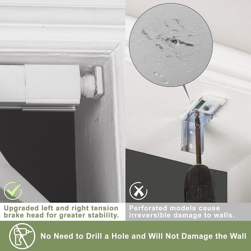 لا توجد أدوات ولا يوجد مثقاب، ظلال رومانية للتعتيم اللاسلكي، تعتيم الغرفة. ستائر دوارة للنوافذ، ستائر قابلة للطي لنوافذ غرفة النوم، غرفة المعيشة. بلاك أوت رمادي أبيض، 38 بوصة عرض × 56 بوصة ارتفاع... in Kuwait