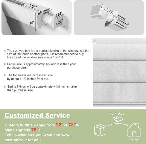 لا توجد أدوات ولا يوجد مثقاب، ظلال رومانية للتعتيم اللاسلكي، تعتيم الغرفة. ستائر دوارة للنوافذ، ستائر قابلة للطي لنوافذ غرفة النوم، غرفة المعيشة. بلاك أوت رمادي أبيض، 38 بوصة عرض × 56 بوصة ارتفاع... in Kuwait