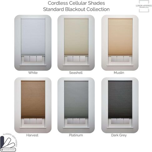 Linen Avenue Cordless Standard Blackout Cellular Shade 71 W x 66 H, Platinum (Arrives 1/4" Narrower) in Kuwait
