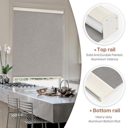 ستائر التعتيم من LazBlinds للنوافذ الداخلية، ظلال دوارة لاسلكية، ستائر نافذة تعتيم الغرفة بدون توقف، ظلال عازلة للحرارة للحماية من الأشعة فوق البنفسجية للمنزل، 63 بوصة عرض × 58 بوصة ارتفاع، بني فاتح in Kuwait