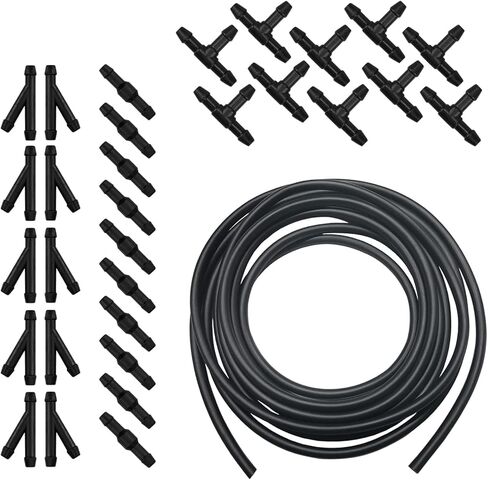 30PCS Car Windshield Washer Hose Kit, 13 Ft Washer Fluid Hose with Connectors, Connect Water Pump Nozzle Sealed Mounting Kit, Multiple Adapter Included, Universal for Most Cars (Black) in Kuwait