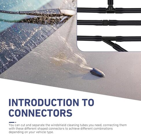 30PCS Car Windshield Washer Hose Kit, 13 Ft Washer Fluid Hose with Connectors, Connect Water Pump Nozzle Sealed Mounting Kit, Multiple Adapter Included, Universal for Most Cars (Black) in Kuwait