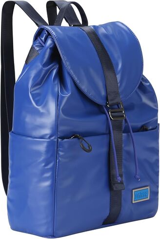 UNIKER Women's Metallic Blue Drawstring Backpack, Water-Resistant Lightweight Daypack with 14'' Laptop Sleeve, One Size in Kuwait