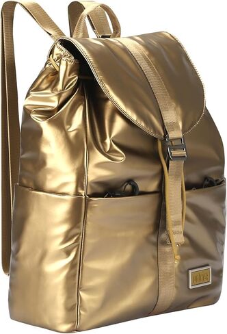 UNIKER Women's Metallic Blue Drawstring Backpack, Water-Resistant Lightweight Daypack with 14'' Laptop Sleeve, One Size in Kuwait