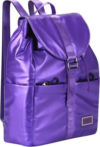 UNIKER Women's Metallic Blue Drawstring Backpack, Water-Resistant Lightweight Daypack with 14'' Laptop Sleeve, One Size in Kuwait