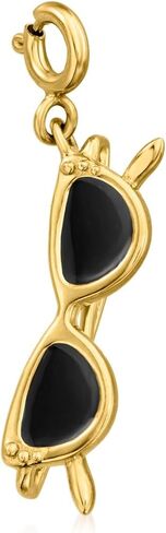 Ross-Simons Black Enamel Sunglasses Charm in 18kt Gold Over Sterling in Saudi Arabia