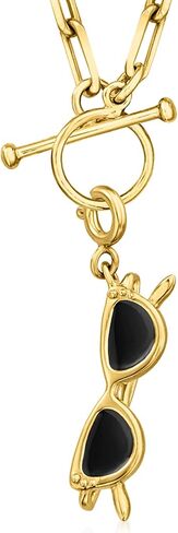 Ross-Simons Black Enamel Sunglasses Charm in 18kt Gold Over Sterling in Saudi Arabia