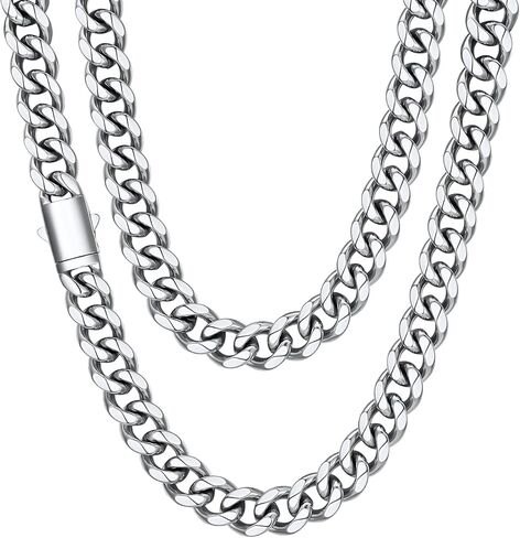 Stainless Steel Mens Cuban Link Chain for Men, Miami Cuban Chain Necklace, 12mm Width Hip Hop Mens Jewelry, 26" in Saudi Arabia