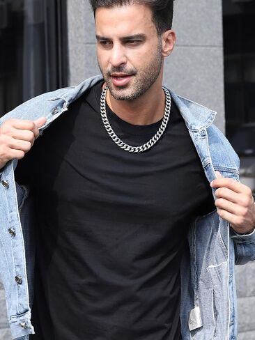 Stainless Steel Mens Cuban Link Chain for Men, Miami Cuban Chain Necklace, 12mm Width Hip Hop Mens Jewelry, 26" in Saudi Arabia