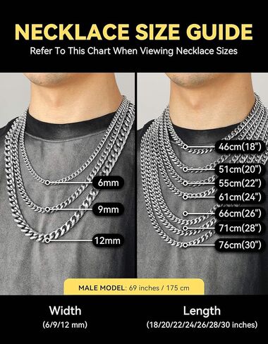 Stainless Steel Mens Cuban Link Chain for Men, Miami Cuban Chain Necklace, 12mm Width Hip Hop Mens Jewelry, 26" in Saudi Arabia
