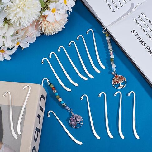 UNICRAFTALE 30 قطعة من الإشارات المرجعية على الطراز التبتي، فضية DIY، إشارة مرجعية عتيقة فريدة من نوعها، علامة خطاف فارغة، علامة سحرية للكتاب مع حلقات لمشروع عاشق الكتب للمعلم والطلاب in Kuwait