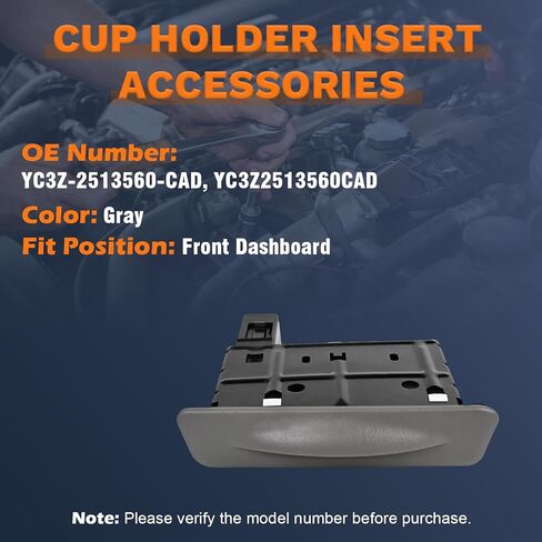 حامل كأس لوحة القيادة متوافق مع Ford F250 F350 F450 F550 Super Duty Excursion 1999-2004 استبدال YC3Z-2513560-CAD رمادي in Kuwait